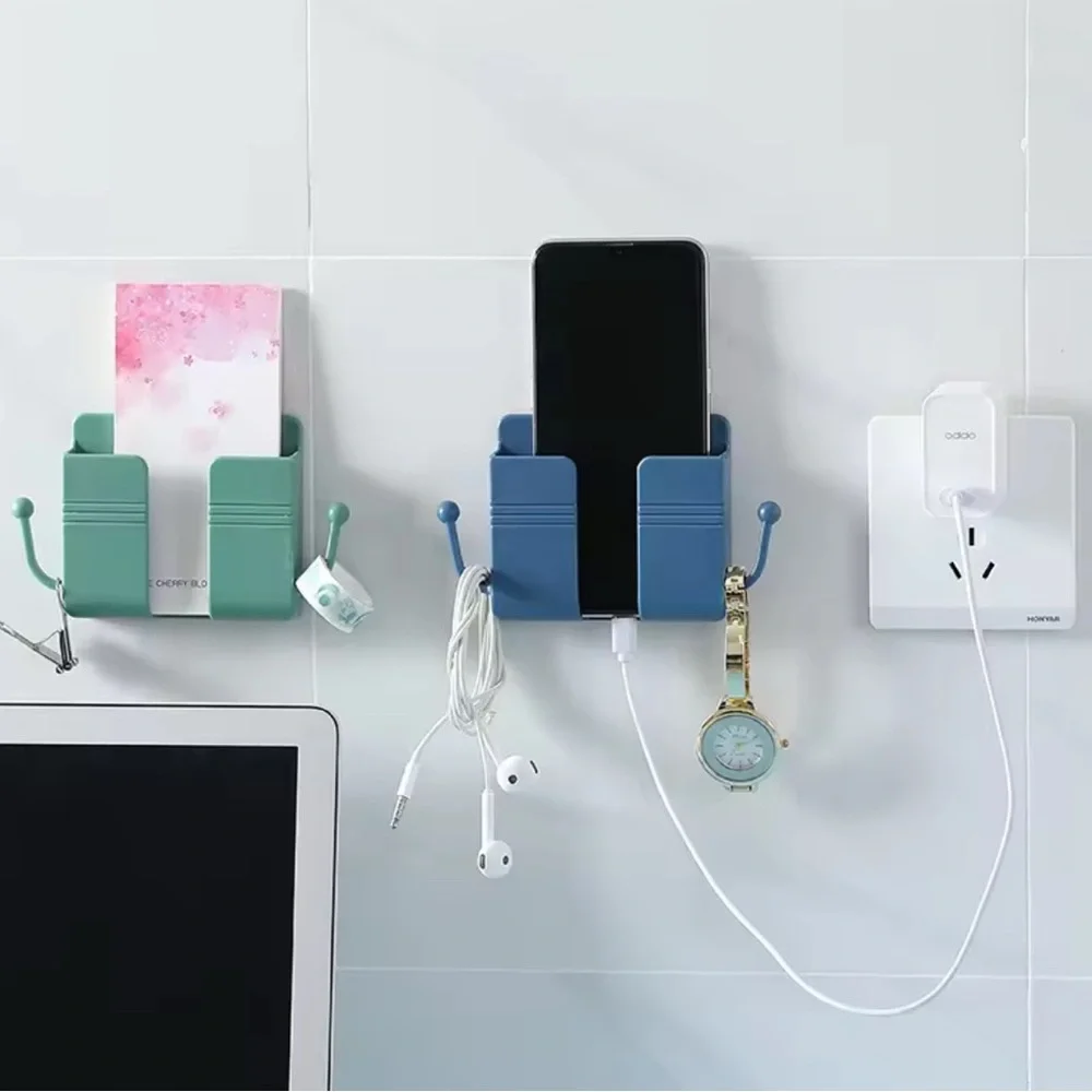 Wall-Mounted Storage Hook Phone Holder Charging Dock Hook Stand - Green